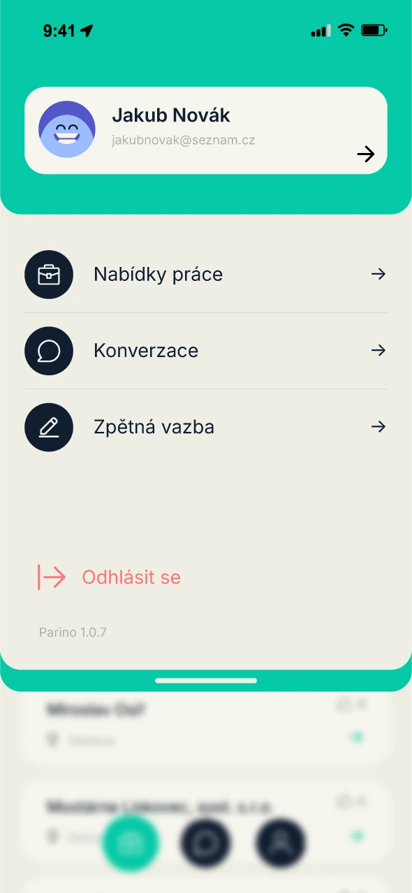 Kontaktování kandidáta v aplikaci Parino